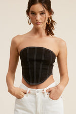 Corset Bodice Denim Effect Tube Top