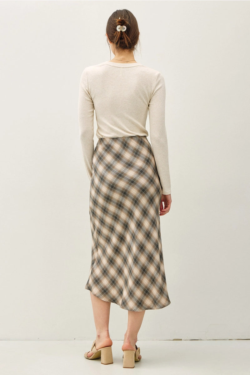 Tartan Plaid Flowy Midi Skirt