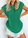 Textured Round Neck Cap Sleeve Blouse