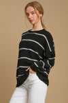 Wool Blend Striped Round Neck Sweater