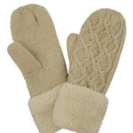Cable Knit Sherpa Mittens