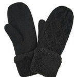 Cable Knit Sherpa Mittens