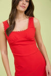 Sweetheart Neck Sleeveless Lace Trim Mini Dress