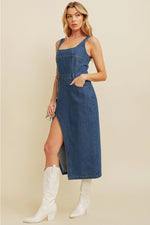 Denim Side Slit Midi Dress