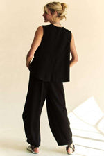 Drawstring Hem Round Neck Tank and Pants Set