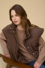 Oversized Snap Button Puffer Vest