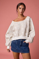 Nature Camo Print Off-Shoulder Sweatshirt
