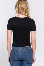 Short Sleeve Crew Neck Double Layer Knit Top