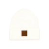 C.C Heather Knit Suede Patch Beanie Winter Hat