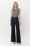 Judy Blue High Waist Rinse Wash Geometric Embroidery Wide Leg Jean