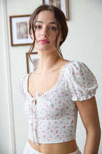 Floral Short Sleeve Knit Crop Top