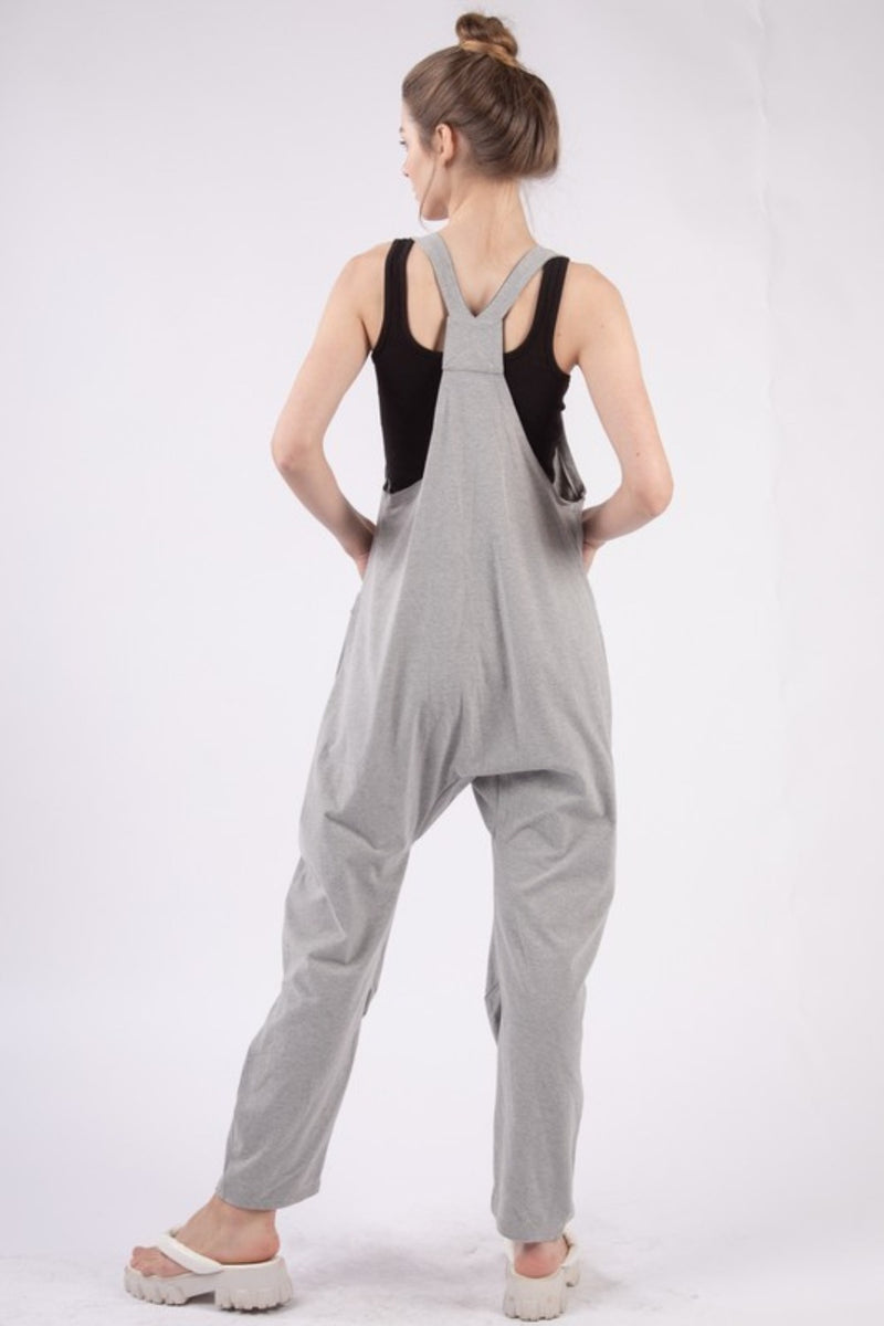 Plunge Sleeveless Jumpsuit with Pockets