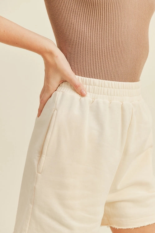 Cream High Waist Sweat Shorts