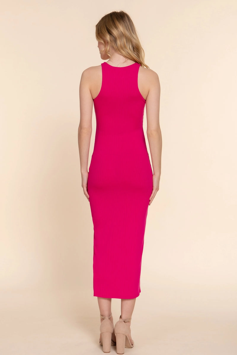 Halter Neck Side Slit Detail Long Dress