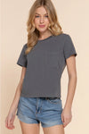 Short Sleeve Garment Dye Knit Top