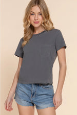 Short Sleeve Garment Dye Knit Top