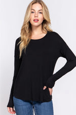 Long Dolman Sleeve Round Neck Rayon Jersey Top