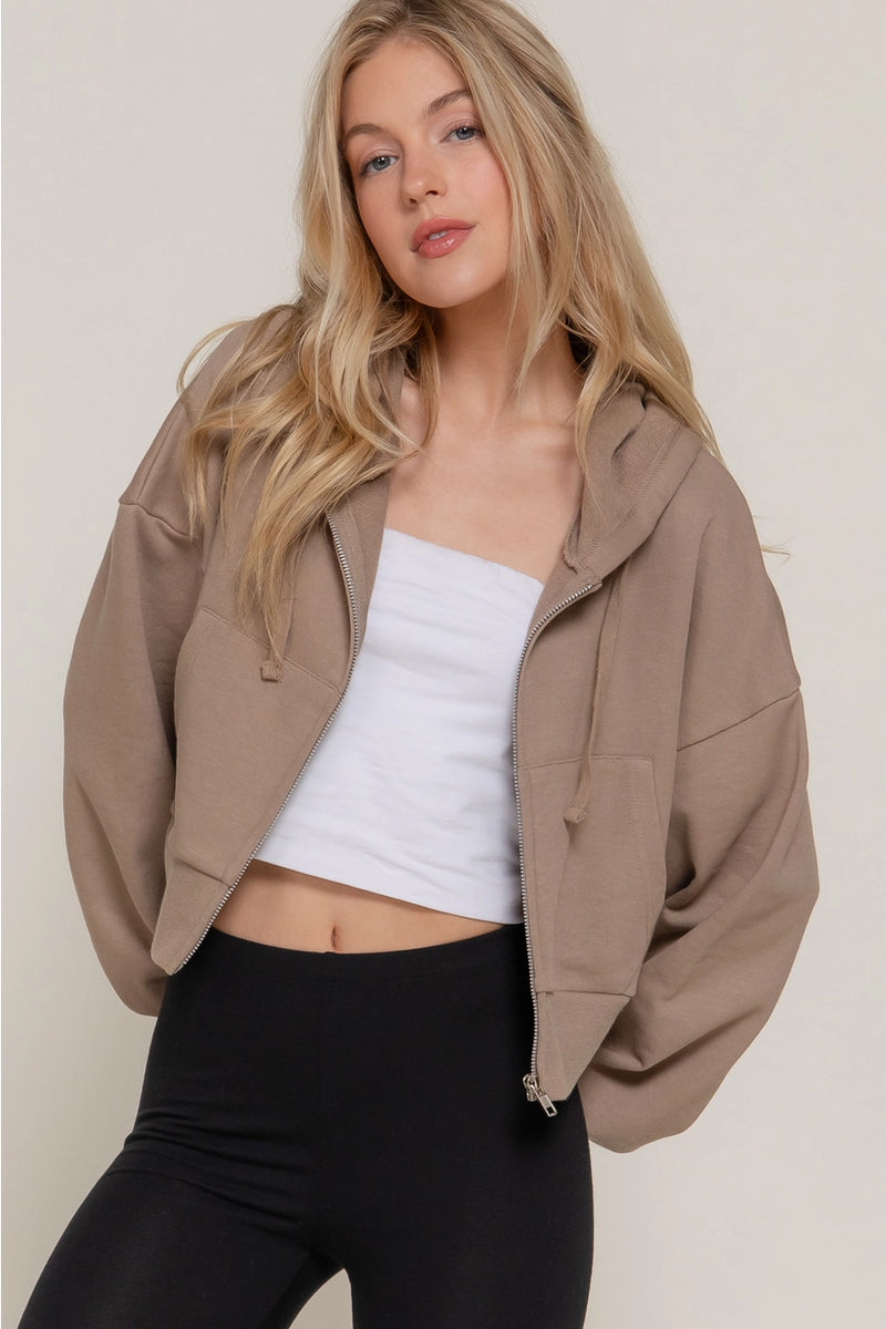 Long Sleeve Hoodie French Terry Zip Up Jacket