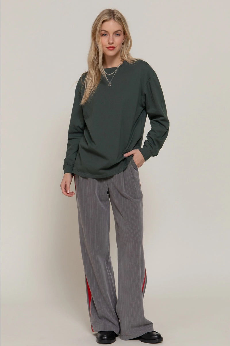 Long Sleeve Round Neck Cotton Tee