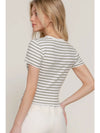 Short Sleeve Crew Neck Stripe Cotton Rib Top