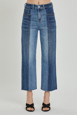 RISEN Full Size Mid-Rise Waist Two-Tones Jeans with Pockets