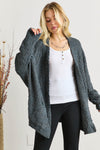 Popcorn Knit Open Front Long Sleeve Cardigan