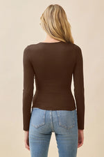 Long Sleeve Crew Neck Front Double Layered Top
