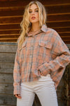 Full Size Plaid Button Up Raw Hem Shirt