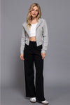 Long Sleeve Crop Zip-Up Thermal Hoodie
