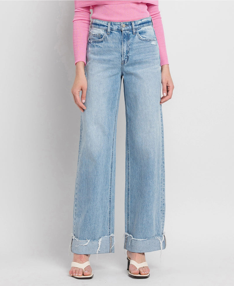 Vervet Super High Rise Cuff Baggy Wide Leg Jeans