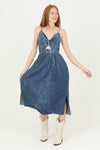 Denim Midi Dress with Twist Front Cut Out