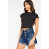 KanCan High Rise Distressed Mom Shorts