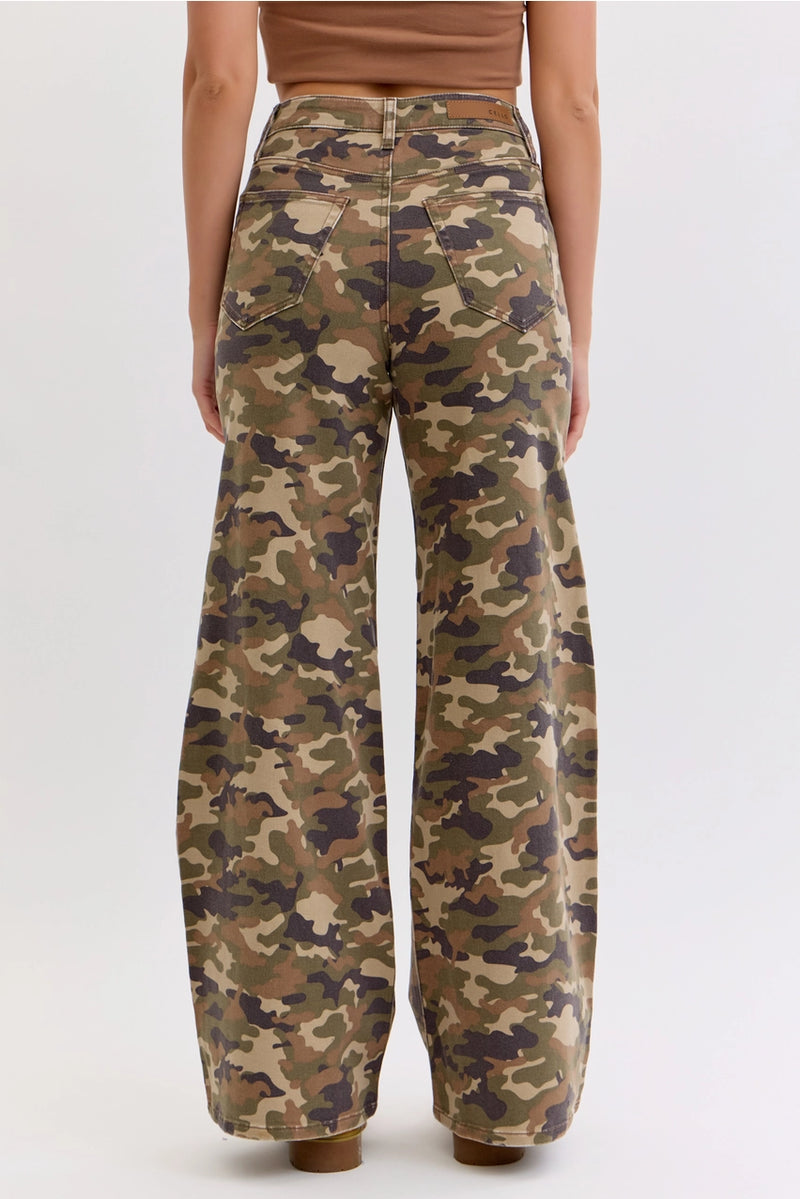 Cello Camo High Rise Wide Leg Jeans