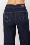 Judy Blue High Waist Rinse Wash Geometric Embroidery Wide Leg Jean