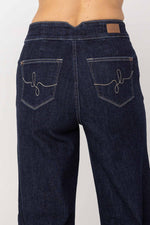 Judy Blue High Waist Rinse Wash Geometric Embroidery Wide Leg Jean