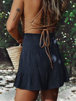 Smocked Ruffled High Waist Shorts