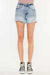 Kancan Distressed High Waist Denim Shorts with Pockets