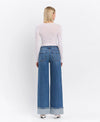 Vervet by Flying Monkey High Rise Cuffed Panel Baggy Wide Jeans