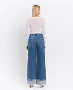 Vervet by Flying Monkey High Rise Cuffed Panel Baggy Wide Jeans