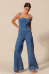 Raw Edge Washed Denim Jumpsuit