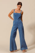 Raw Edge Washed Denim Jumpsuit