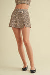Leopard Print Side Slit A-Line Skort