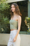 Strapless Fold Over Knit Cropped Sweater Top