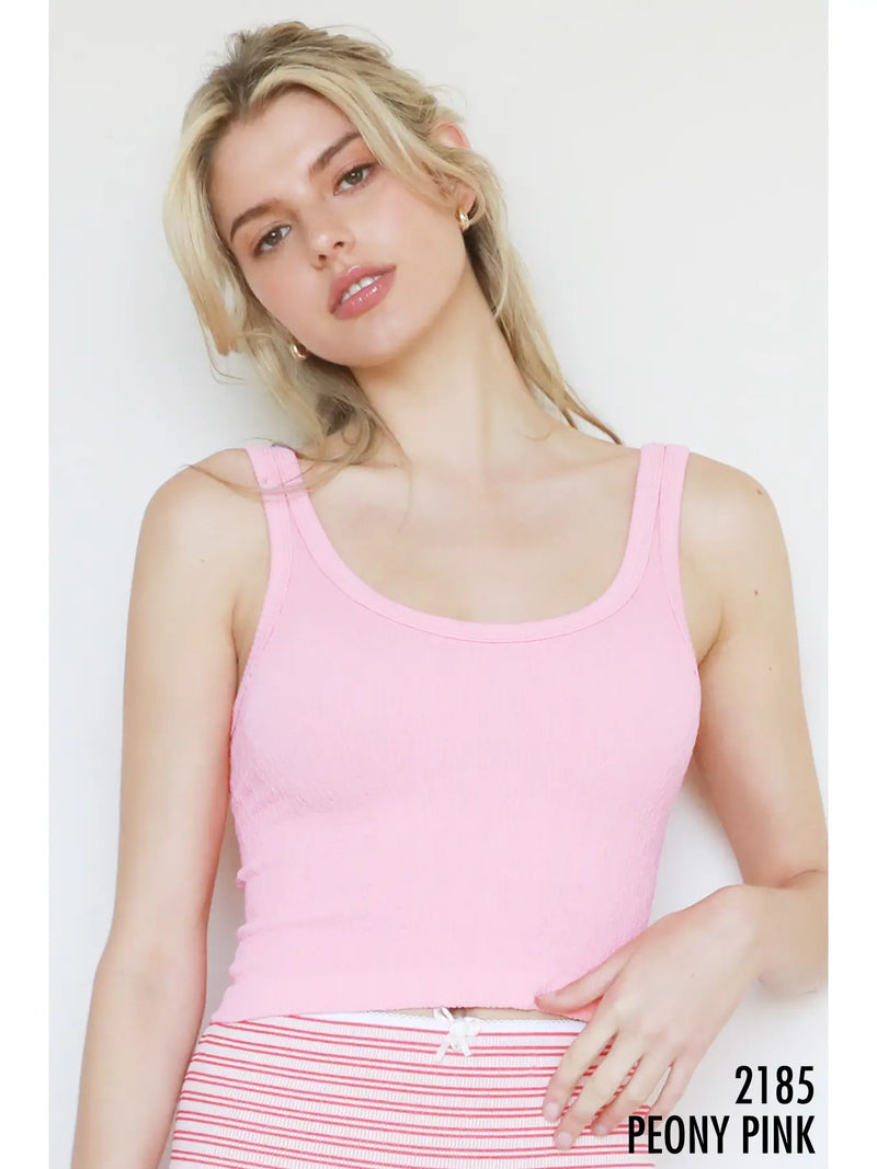 Crinkle Scoop Neck Tank Top