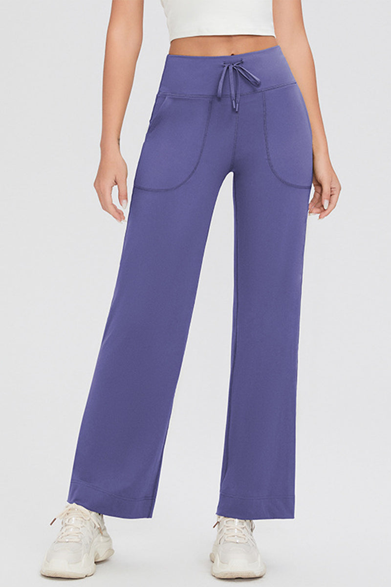 Full Size Drawstring High Waist Pants with Pockets