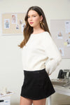 Back Velvet Bow Detail Knit Pullover Sweater