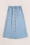 Snap Down High Waist Denim Skirt