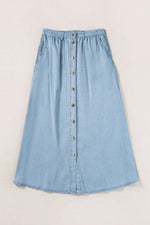 Snap Down High Waist Denim Skirt