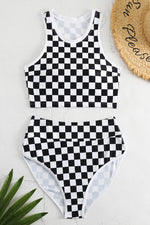 Checkered Wide Strap Two-Piece Swim Set