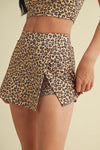 Leopard Print Side Slit A-Line Skort